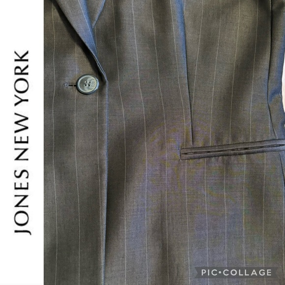 Pants, wJacket & Skirt, Suit, Gray wPale Pink Pinstripe, Jones New York, 8 & 10P - Picture 2 of 16